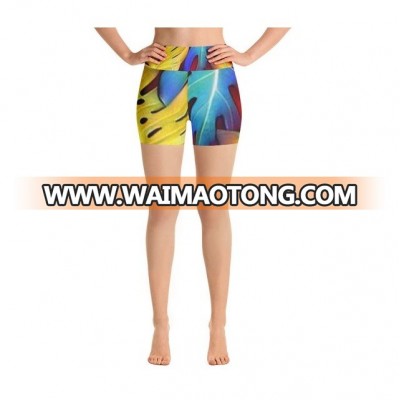 wholesale newest design womens sublimation high waisted yoga shorts